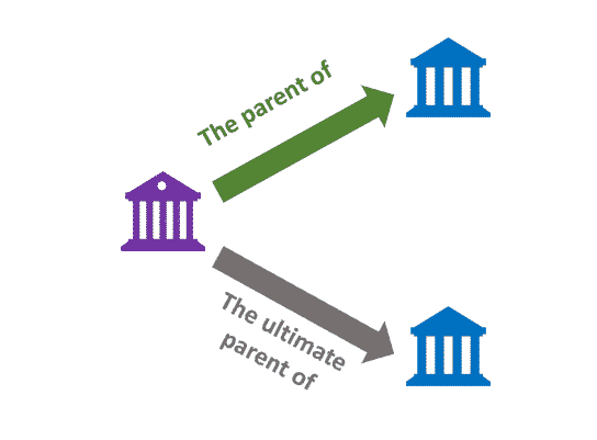 Référentiel Tiers - Hiérarchie - Un parent direct et un parent ultime sans relation entre les fils