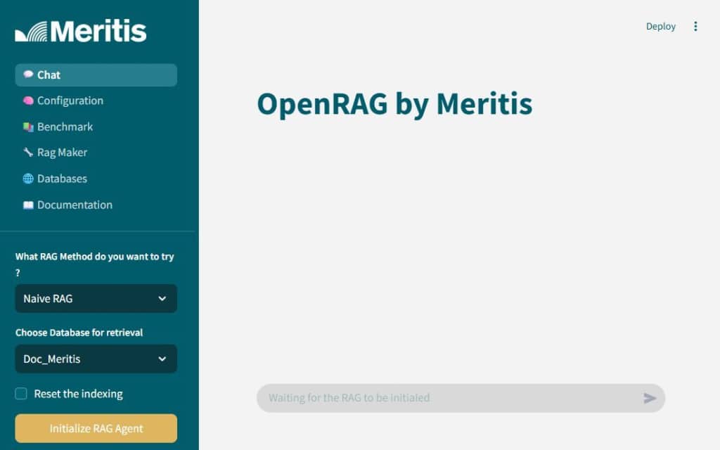 OpenRAG Meritis interface de l'outil