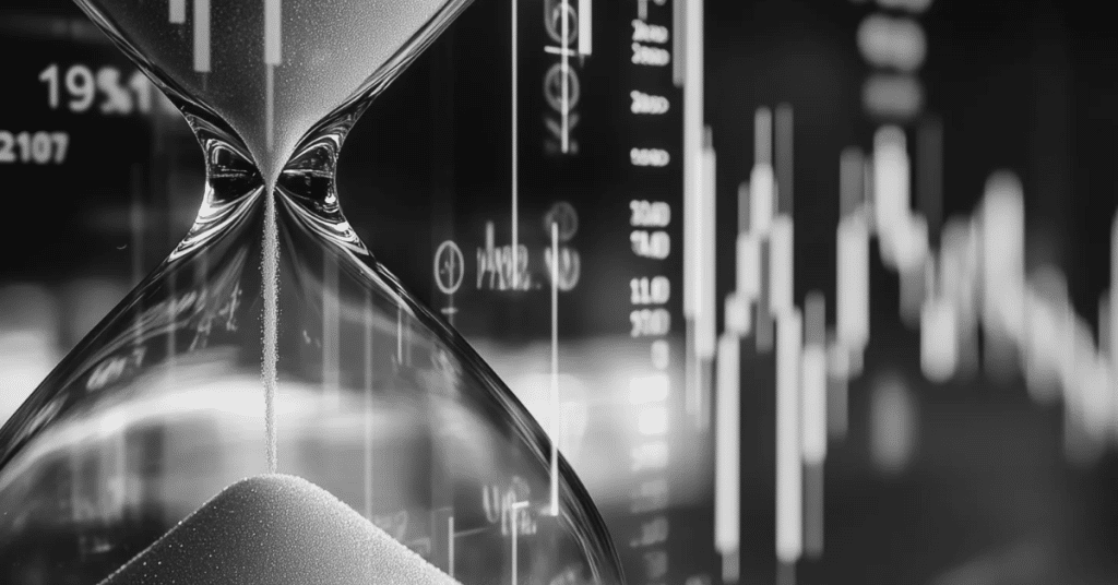 sablier signifiant la pénurie de l'IA (noir et blanc)