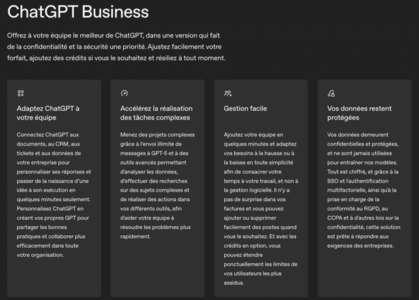 Fonctionnalités de GPT Business meritis Navigacom