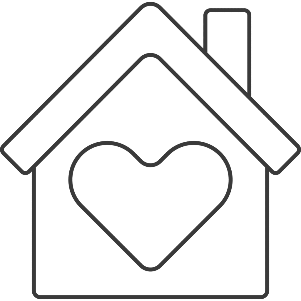 logement social - maison avec un coeur Noir meritis